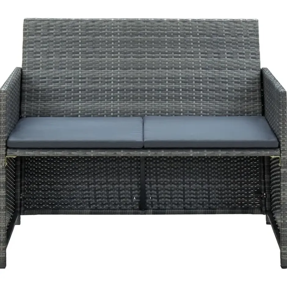 vidaXL - Bank - Grijs - Poly rattan