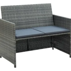 vidaXL - Bank - Grijs - Poly rattan