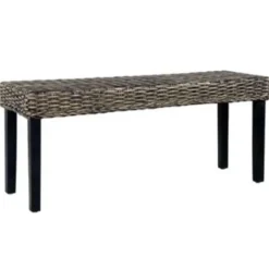 vidaXL Bankje 110 cm natuurlijk kubu rattan en massief mangohout zwart