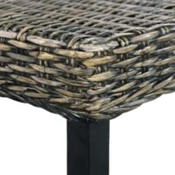 vidaXL Bankje 110 cm natuurlijk kubu rattan en massief mangohout zwart