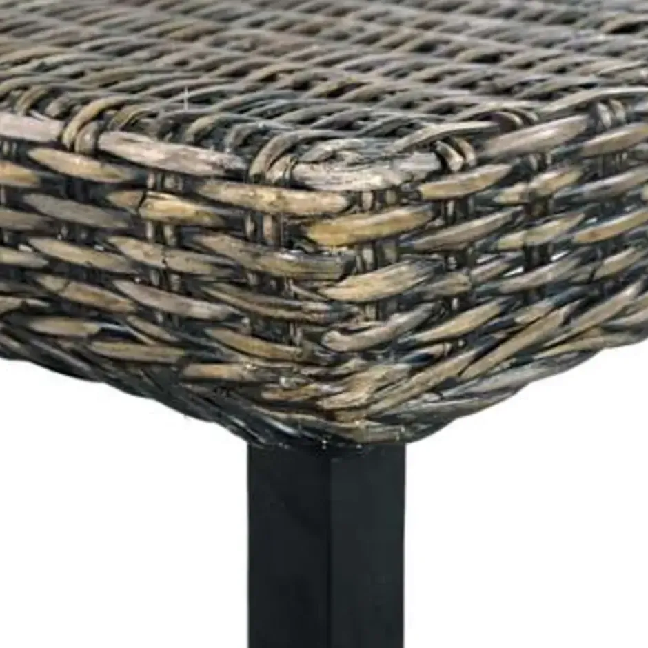 vidaXL Bankje 110 cm natuurlijk kubu rattan en massief mangohout zwart
