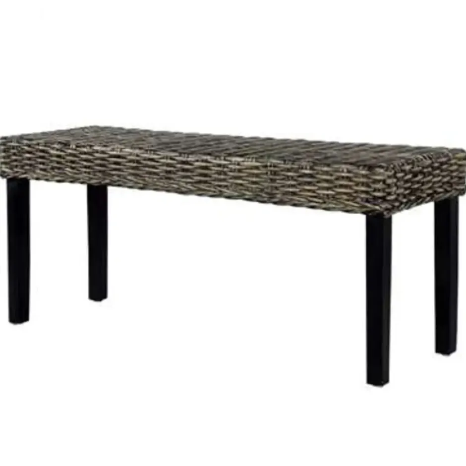 vidaXL Bankje 110 cm natuurlijk kubu rattan en massief mangohout zwart