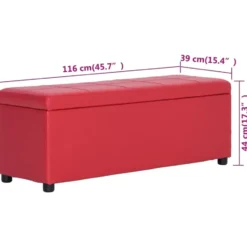 vidaXL Bankje met opbergvak 116 cm kunstleer rood