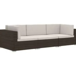 vidaXL - Bankset - Bruin - Poly rattan