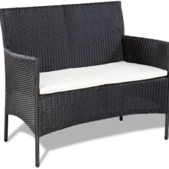 vidaXL - Bankset - Zwart - Poly rattan