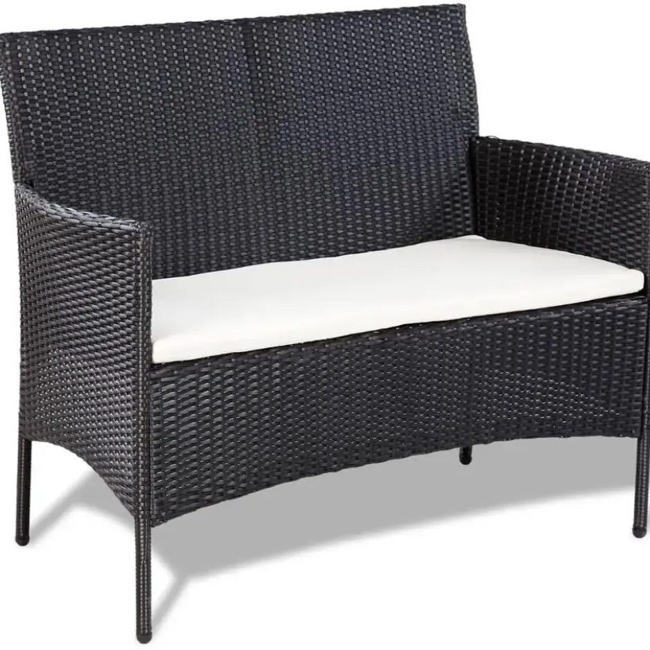 vidaXL - Bankset - Zwart - Poly rattan