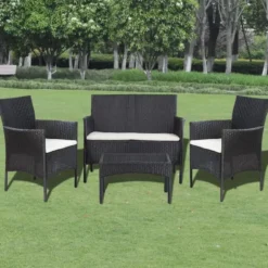 vidaXL - Bankset - Zwart - Poly rattan