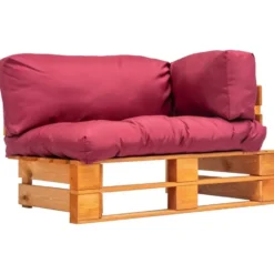 vidaXL bankstel met rode kussens pallet grenenhout