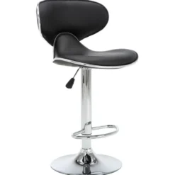 vidaXL Barstoelen met Rugleuning en Chromen Voet - Zwart - Kunstleer - 2 Stuks