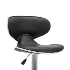 vidaXL Barstoelen met Rugleuning en Chromen Voet - Zwart - Kunstleer - 2 Stuks