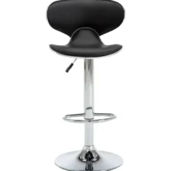 vidaXL Barstoelen met Rugleuning en Chromen Voet - Zwart - Kunstleer - 2 Stuks
