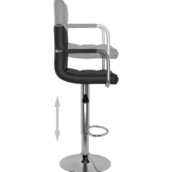 vidaXL Barstoelen met Rugleuning en Armleuningen - Zwart - Kunstleer - 2 St.