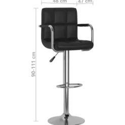 vidaXL Barstoelen met Rugleuning en Armleuningen - Zwart - Kunstleer - 2 St.