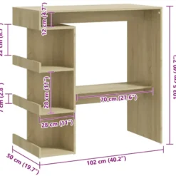 vidaXL - Bartafel - Bruin - Bewerkt hout