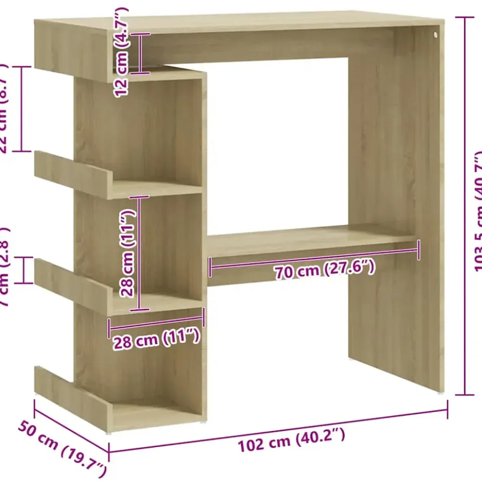 vidaXL - Bartafel - Bruin - Bewerkt hout