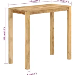 vidaXL - Bartafel - Bruin - Hout - 112 x 55 x 108 cm