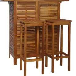 vidaXL - Bartafel En -stoelenset - Bruin - Acaciahout