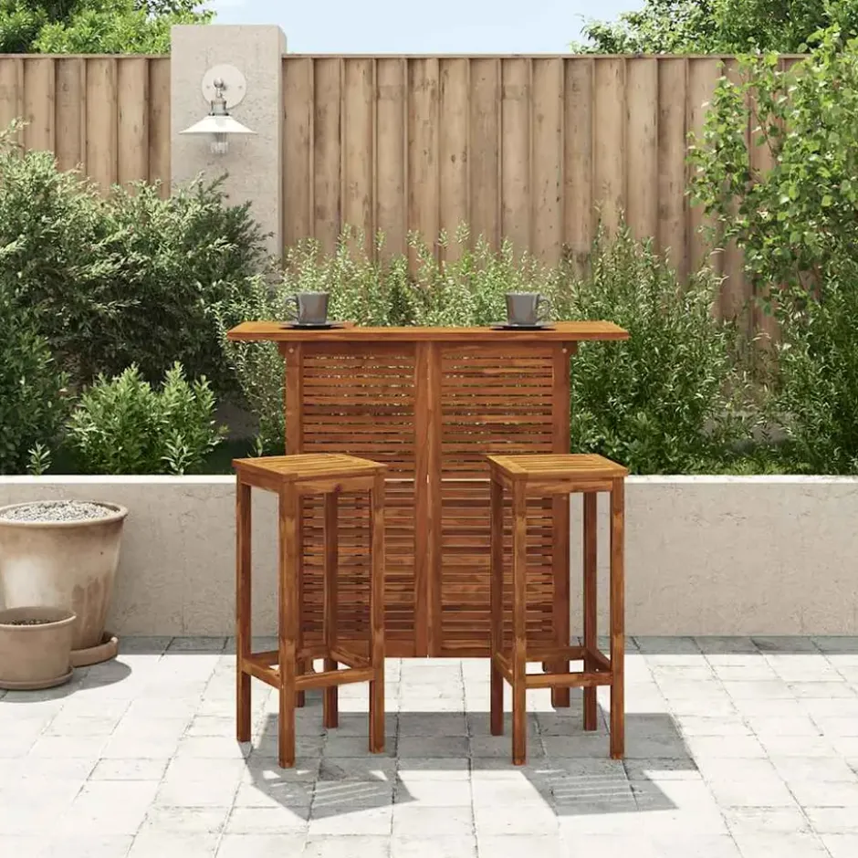 vidaXL - Bartafel En -stoelenset - Bruin - Acaciahout