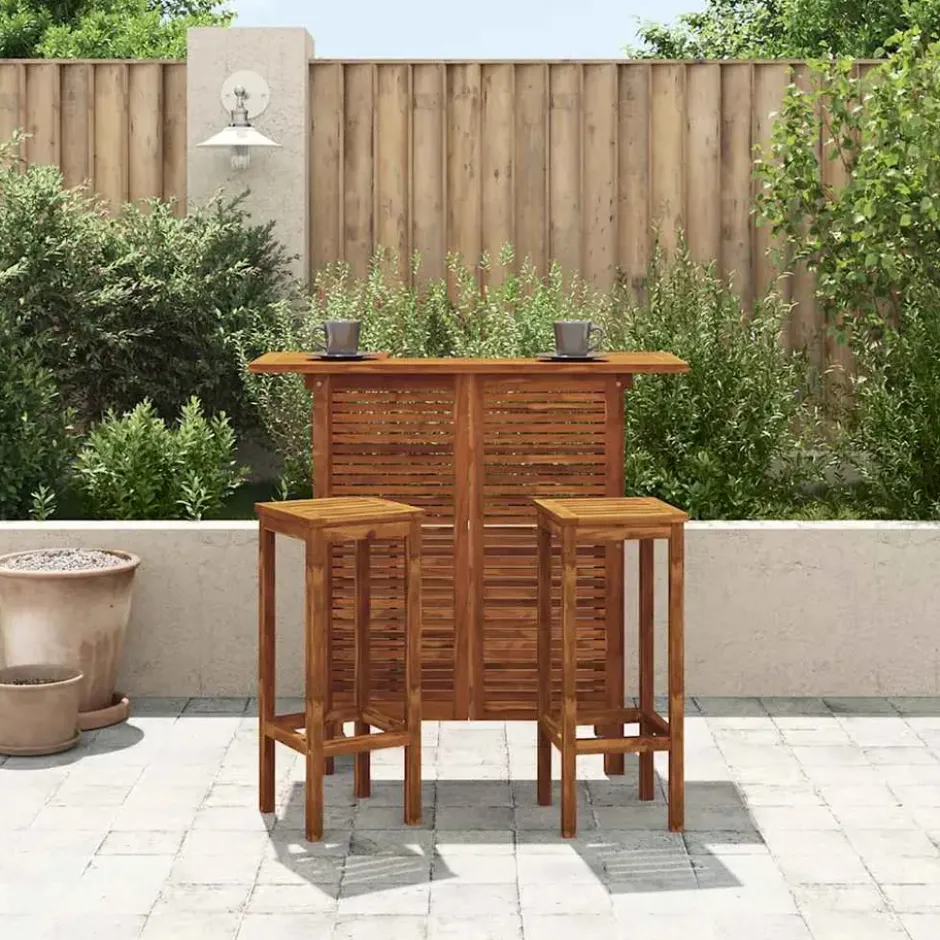 vidaXL - Bartafel En -stoelenset - Bruin - Acaciahout