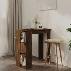 vidaXL - Bartafel met opbergruimte - Wit - Bewerkt hout - 90x43 cm