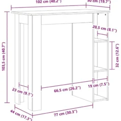 vidaXL - Bartafel met opbergruimte - Betongrijs - Bewerkt hout - 102x50 cm