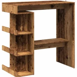 vidaXL - Bartafel met opbergruimte - Oud hout - Bewerkt hout - 100x48 cm