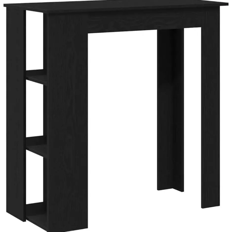 vidaXL - Bartafel met schappen - Zwart eiken - Bewerkt hout - 102x50 cm