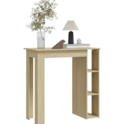 vidaXL - Bartafel met schappen - Sonoma eiken - Bewerkt hout - 102x50 cm