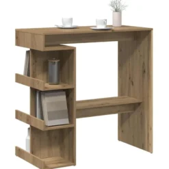 vidaXL - Bartafel met schappen - Artisanaal eiken - Bewerkt hout - 100x48 cm