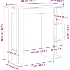 vidaXL - Bartafel met schappen - Grijs sonoma eiken - Bewerkt hout - 100x50 cm