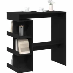 vidaXL - Bartafel met schappen - Zwart eiken - Bewerkt hout - 100x48 cm