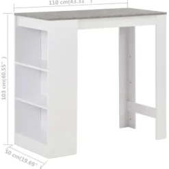 vidaXL - Bartafel - Wit - Bewerkt hout