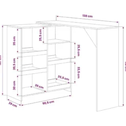 vidaXL - Bartafel - Wit - Bewerkt hout