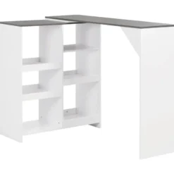 vidaXL - Bartafel - Wit - Bewerkt hout
