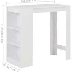 vidaXL - Bartafel - Wit - Bewerkt hout