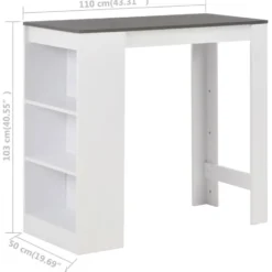 vidaXL - Bartafel - Wit - Bewerkt hout