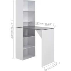 vidaXL - Bartafel - Wit - Bewerkt hout