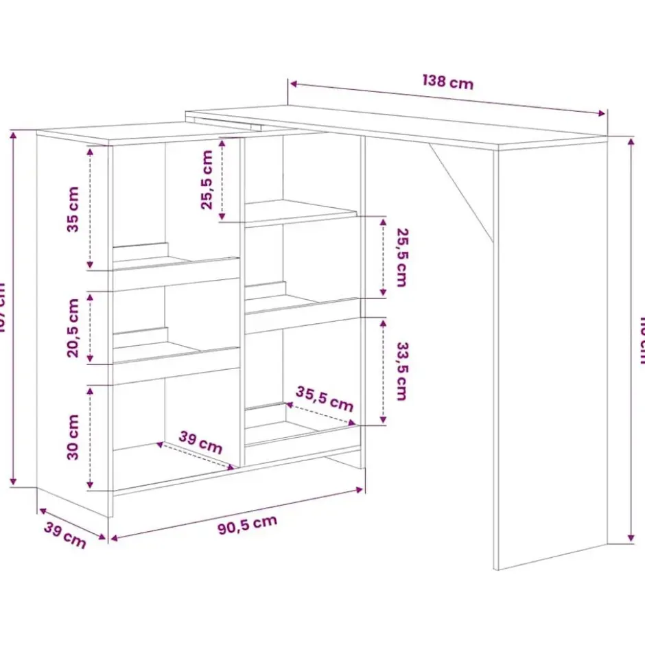 vidaXL - Bartafel - Zwart - Bewerkt hout