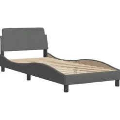 vidaXL - Bed frame Dover met hoofdbord - Donkergrijs - Stof - 80x200 cm