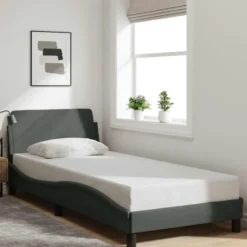 vidaXL - Bed frame Dover met hoofdbord - Donkergrijs - Stof - 80x200 cm