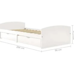 vidaXL - Bed frame incl. lades - Wit - Massief grenenhout - 90x200 cm