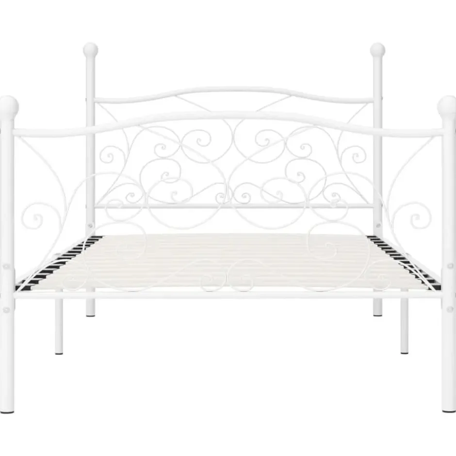 vidaXL - Bed frame met artistiek hoofdeinde - Wit - Metaal - 90x200 cm