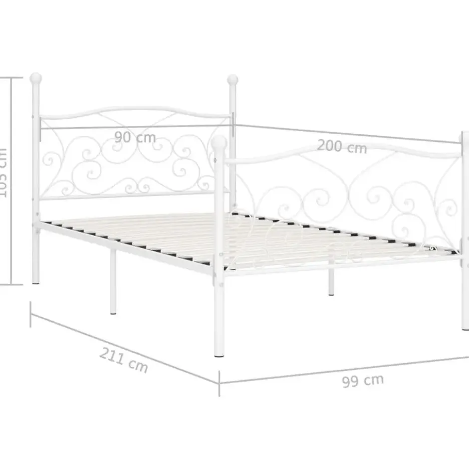 vidaXL - Bed frame met artistiek hoofdeinde - Wit - Metaal - 90x200 cm