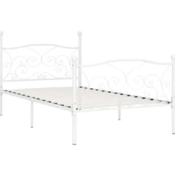 vidaXL - Bed frame met artistiek hoofdeinde - Wit - Metaal - 90x200 cm
