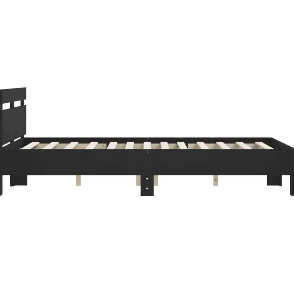 vidaXL - Bed frame met hoofdbord - Zwart - Bewerkt hout - 120x200 cm
