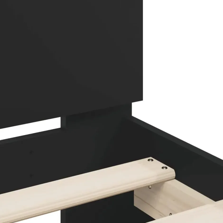 vidaXL - Bed frame met hoofdbord - Zwart - Bewerkt hout - 120x200 cm