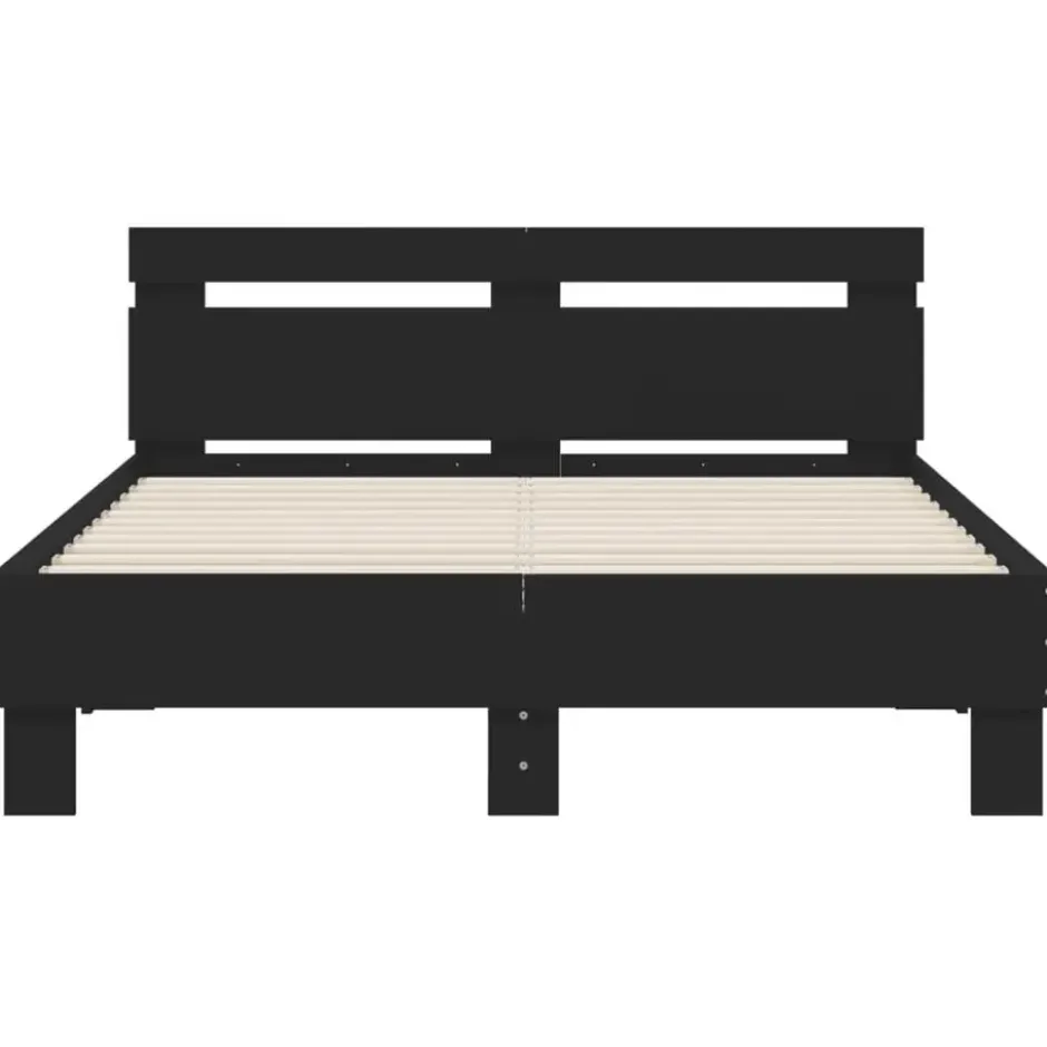 vidaXL - Bed frame met hoofdbord - Zwart - Bewerkt hout - 120x200 cm