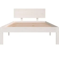 vidaXL - Bed frame met hoofdbord - Wit - Massief grenenhout - 100x200 cm