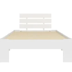 vidaXL - Bed frame met hoofdbord - Wit - Massief grenenhout - 90x200 cm