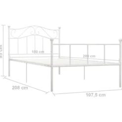 vidaXL - Bed frame met hoofdbord - Wit - Metaal - 100x200 cm